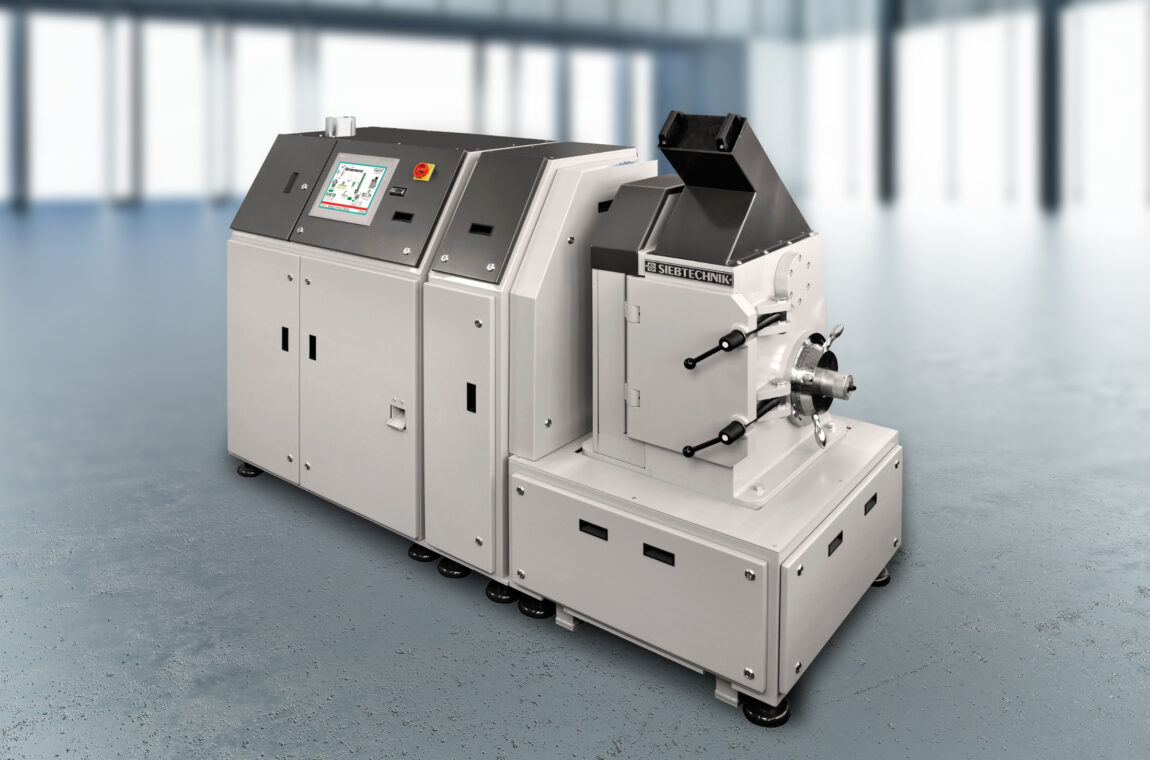 The SIEBTECHNIK TEMA automatic grinding and pressing system combines all processes from pre-grinding of fist-sized sample materials, dividing, ultra-fine grinding and pressing of the powder into a tablet in one device.