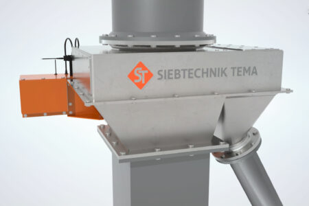 Downpipe swivel sampler from outside, close-up, 3D animation