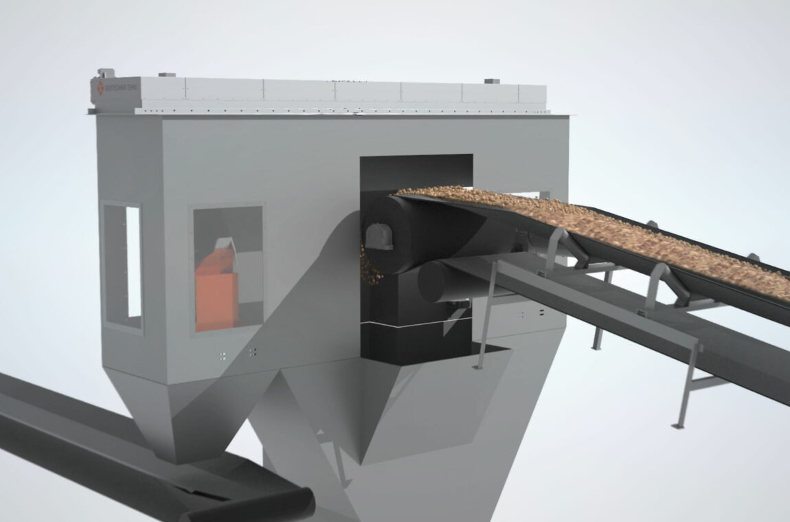 Our spoon sampler or slotted vessel sampler installed in a system for bulk solids