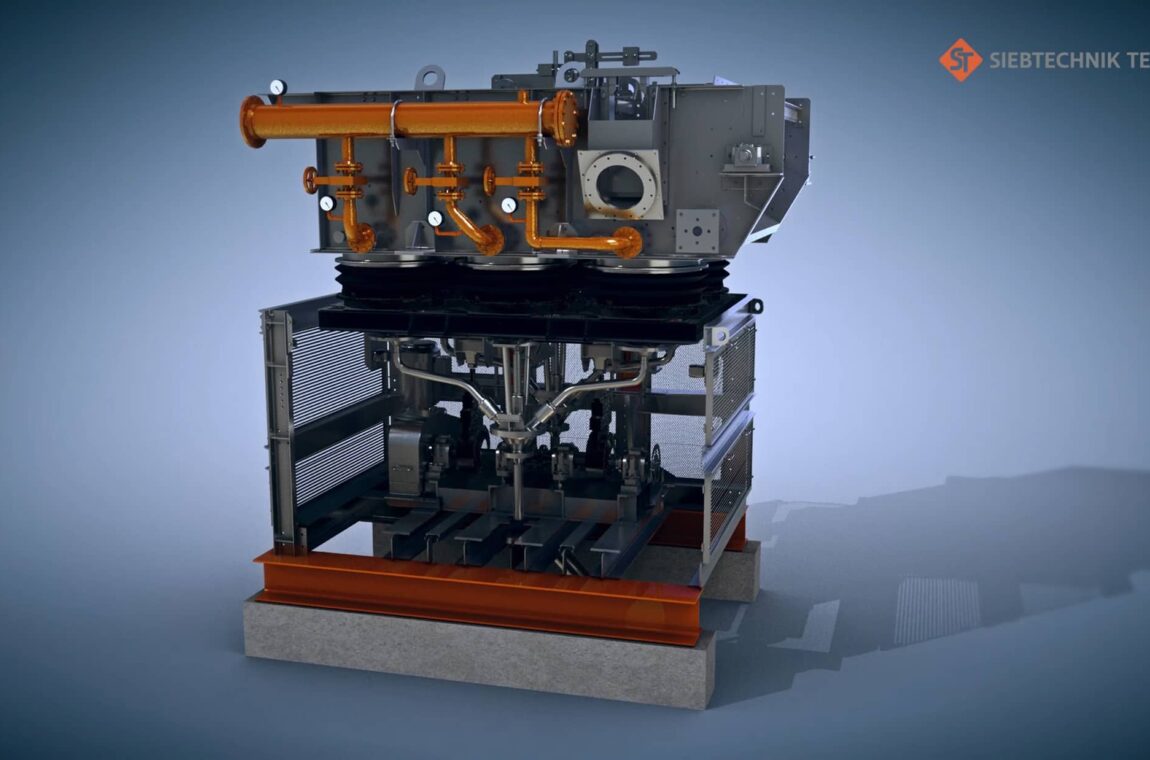 3D animation setting machine - sideways, complete machine