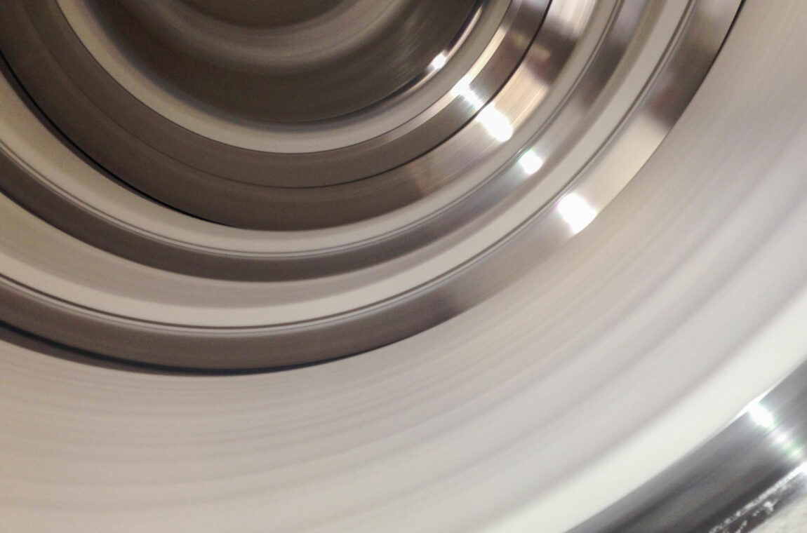 Interior view of a pusher centrifuge SHS with ammonium sulphate as product