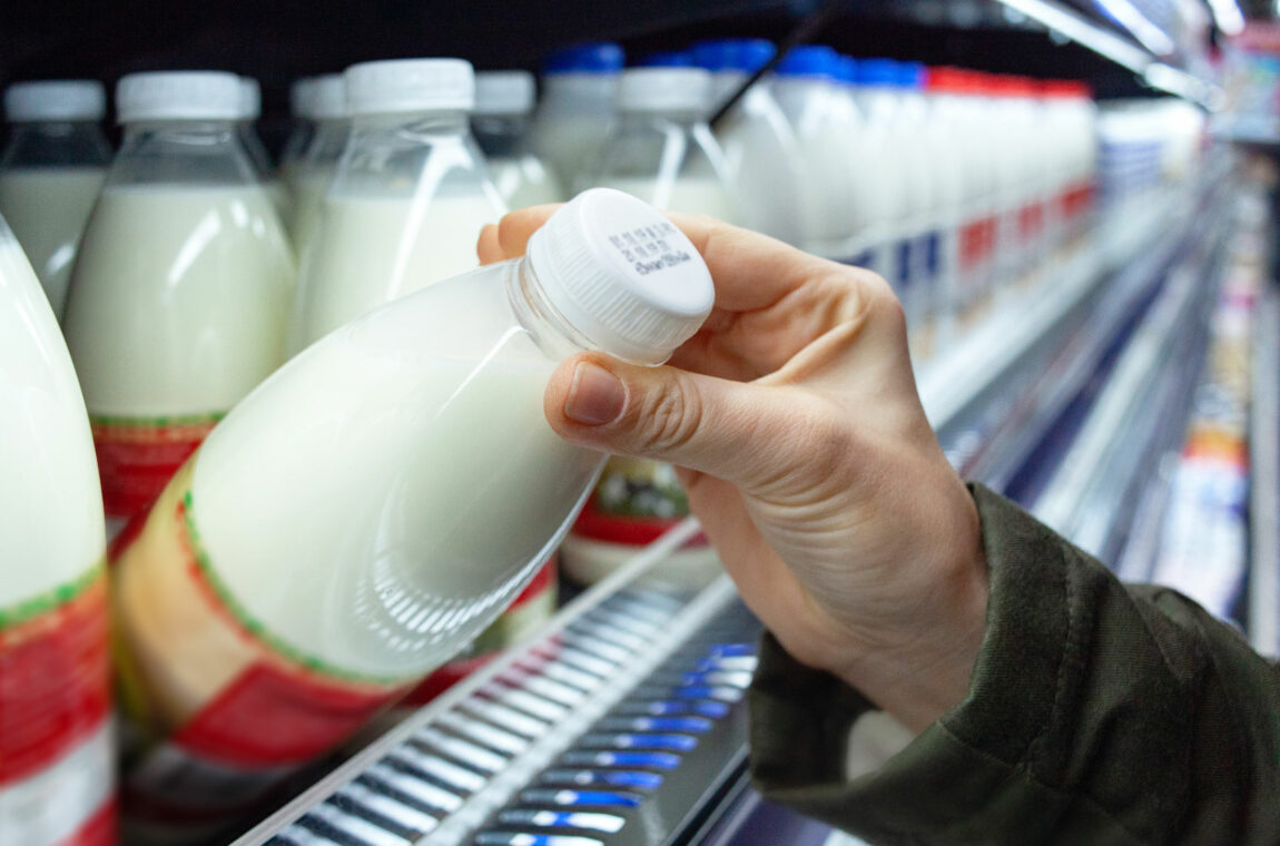 Milk bottle made of HDPE (high density polyethylene)